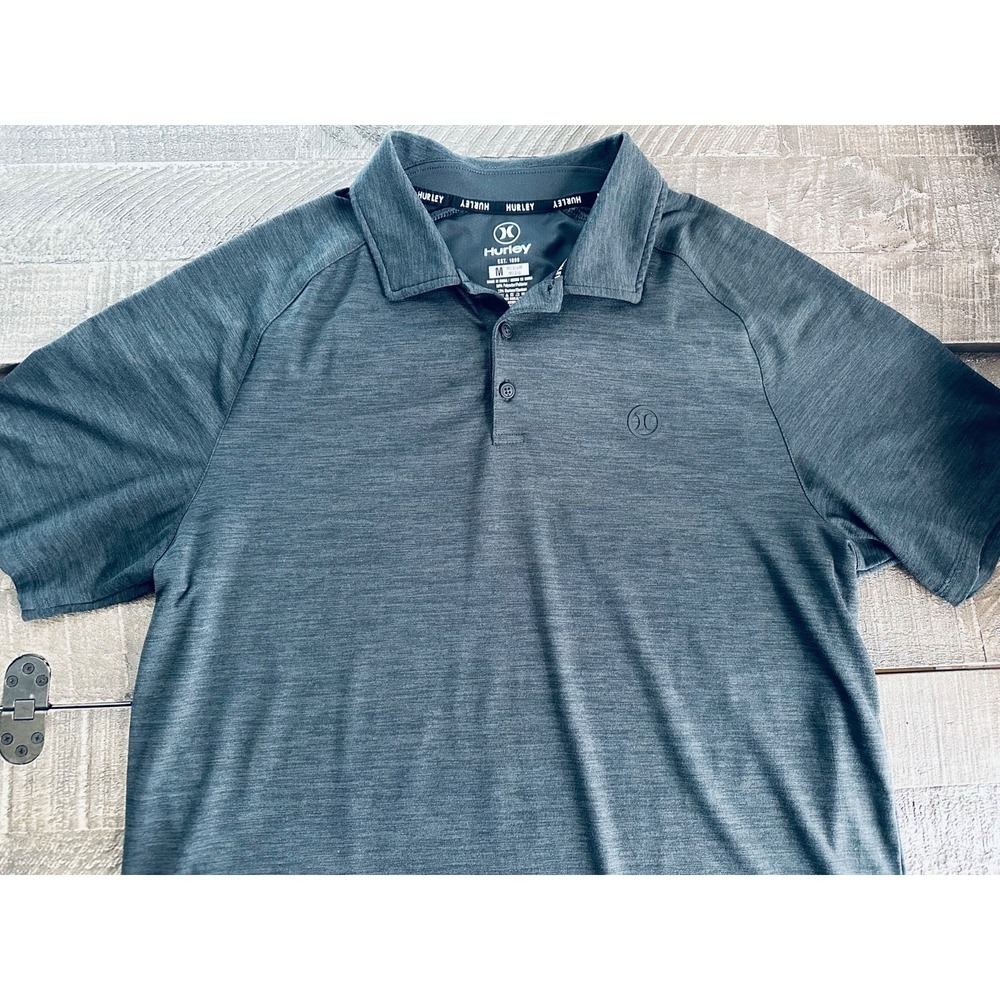 HURLEY Men's Medium Dark Gray Short Sleeve Performance Polo Shirt - Picture 2 of 9
